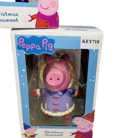 3 Peppa Pig Winter Santa Present Holiday Christmas Gift Ornament Kurt Adler Lot - Picture 3 of 15